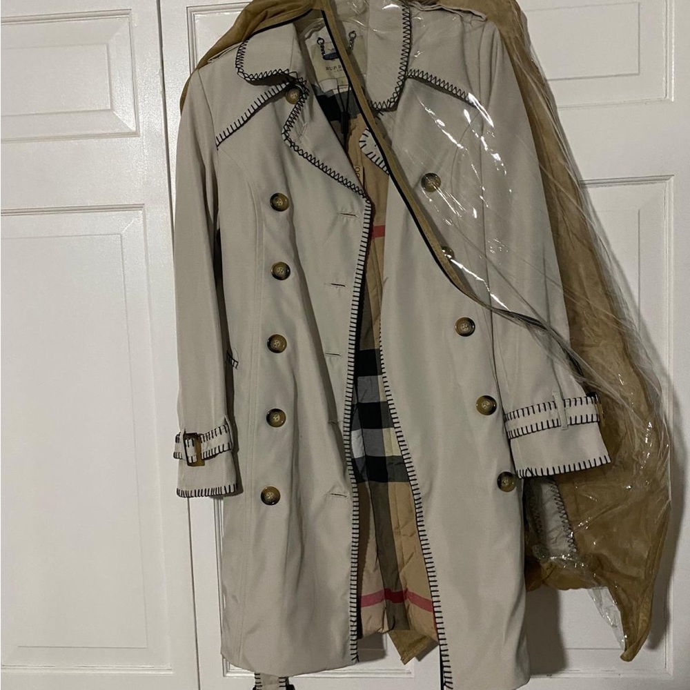 Burberry Beige Trench Coat with Black Accents